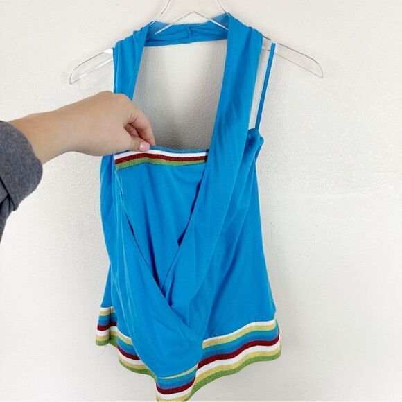 Torrid Blue 1X Halter Y2K Tank Top - Picture 1 of 8